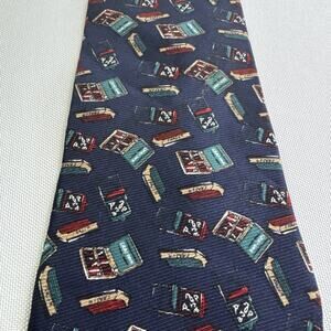 Rohde Royce Silk Tie Mens Navy Novelty Whimsical Teacher School Supplies Necktie